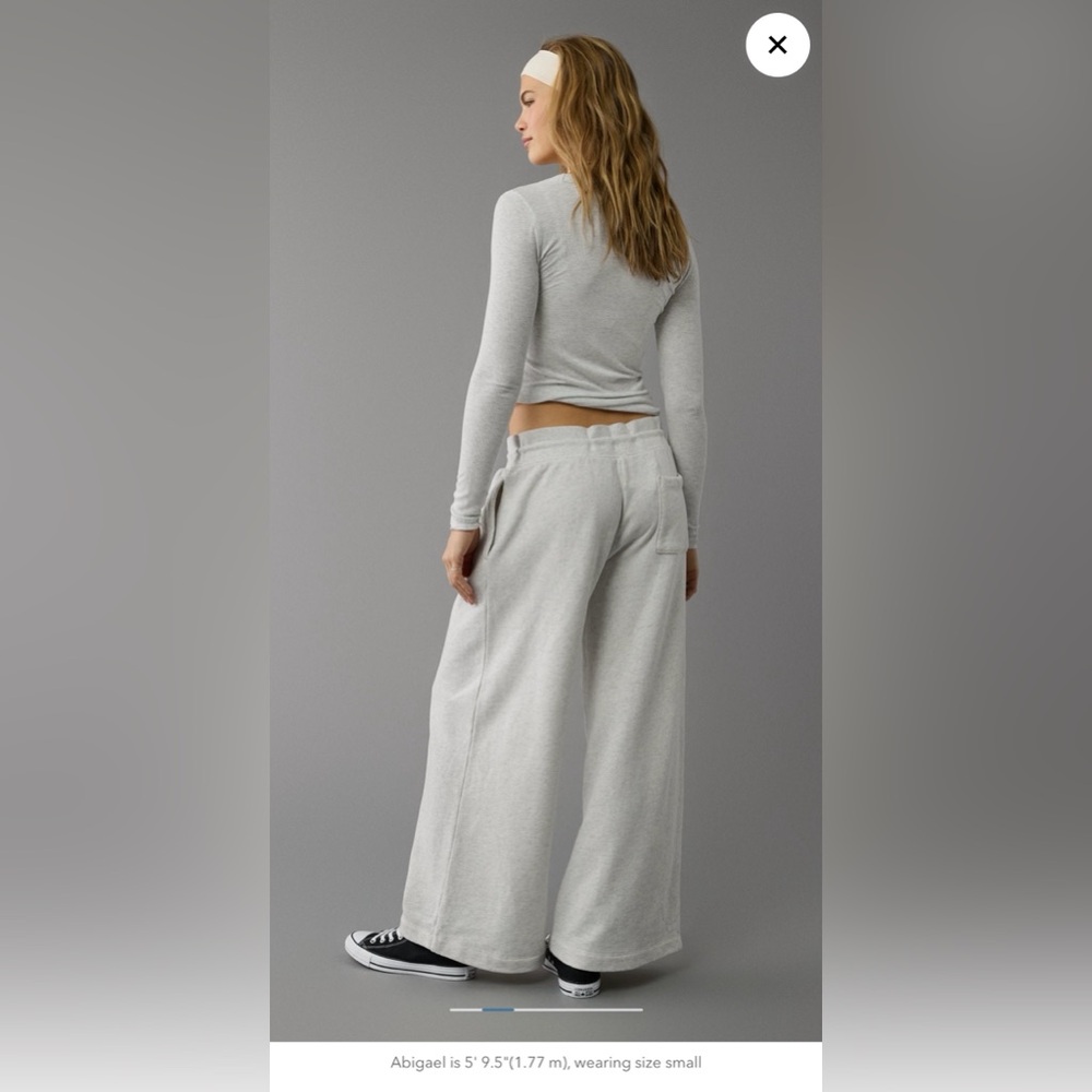American Eagle - Fleece Wide-Leg Sweatpant Trouser - Small (Med ok) - SOLD OUT - Picture 2 of 7